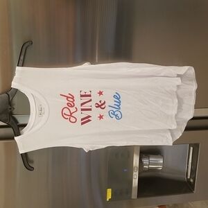 💕MIKEN FLOW💕 Graphic Tank Top Red Wine & Blue Medium M NWT